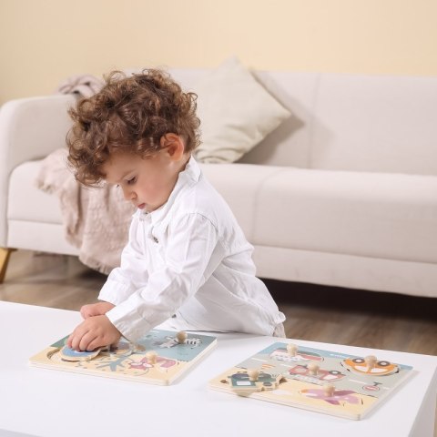 VIGA PolarB Drewniane Puzzle Zwierzęta z Pinezkami 12m+