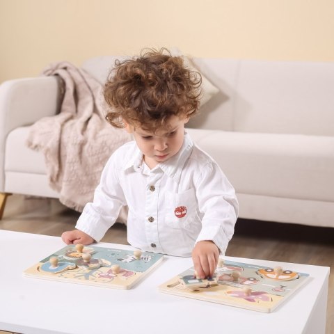 VIGA PolarB Drewniane Puzzle Zwierzęta z Pinezkami 12m+