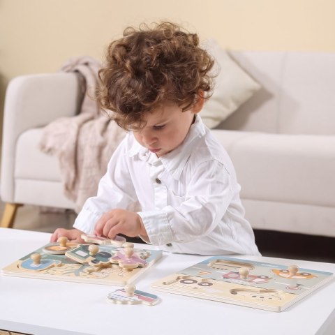 VIGA PolarB Drewniane Puzzle Zwierzęta z Pinezkami 12m+