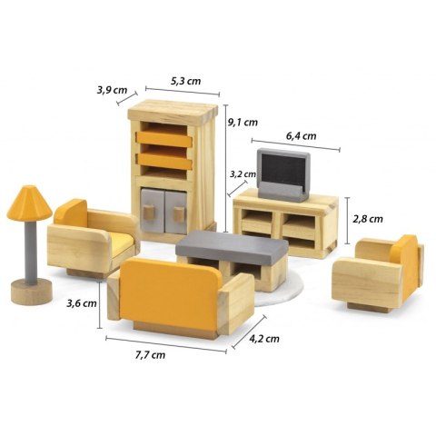 VIGA PolarB Zestaw Mebelków do Domku dla Lalek Salon 3+
