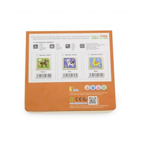 VIGA Poręczne Drewniane Puzzle Kaczuszka 12m+