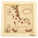 VIGA Poręczne Drewniane Puzzle Żyrafa 12m+
