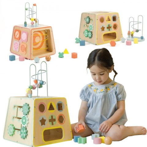 CLASSIC WORLD Drewniana Kostka Edukacyjna Sensoryczna 6w1 18m+