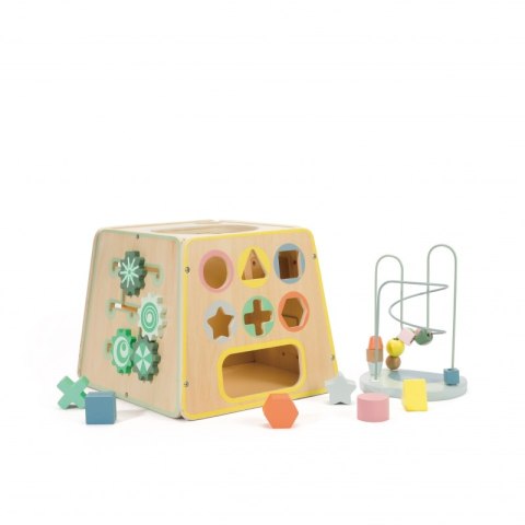 CLASSIC WORLD Drewniana Kostka Edukacyjna Sensoryczna 6w1 18m+