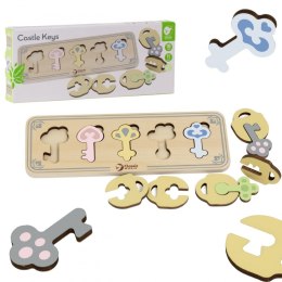 CLASSIC WORLD Drewniana Układanka Montessori Sensoryczna Klucze i Zamki do Dopasowania 18m+