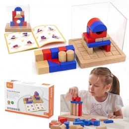 VIGA Drewniana Gra Budowanie Klocki 3D Montessori 3+