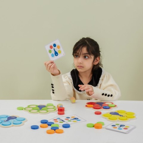 VIGA Drewniana Gra Dopasuj Kolory Pawi Ogon Montessori + Karty 3+