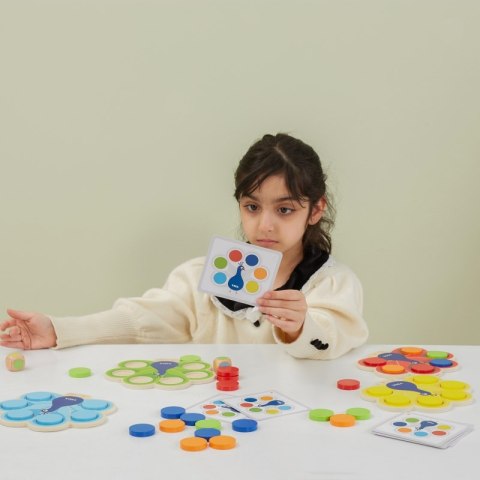 VIGA Drewniana Gra Dopasuj Kolory Pawi Ogon Montessori + Karty 3+