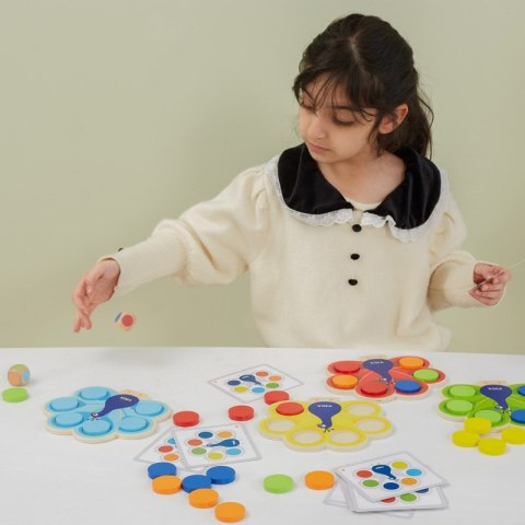 VIGA Drewniana Gra Dopasuj Kolory Pawi Ogon Montessori + Karty 3+