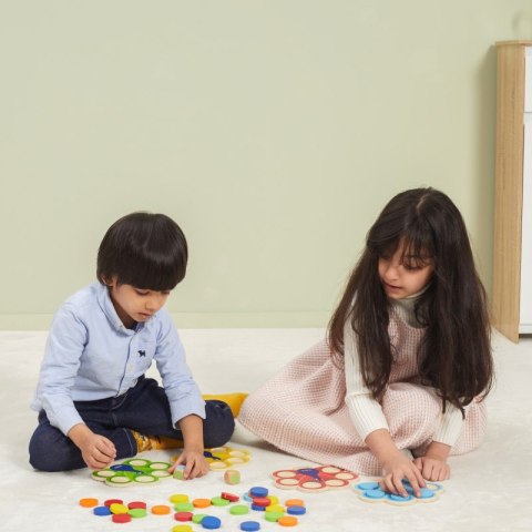VIGA Drewniana Gra Dopasuj Kolory Pawi Ogon Montessori + Karty 3+
