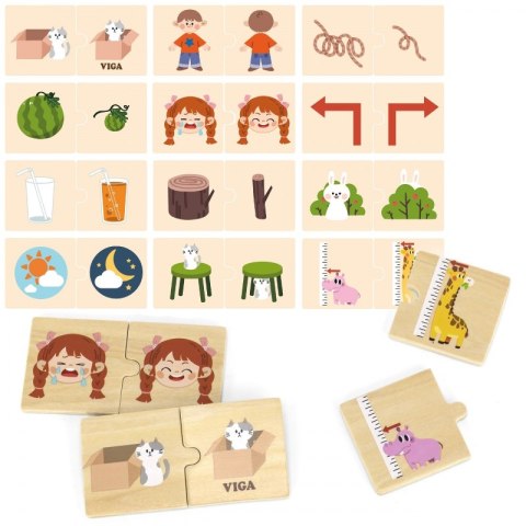 VIGA Drewniana Układanka Puzzle Przeciwieństwa 18m+