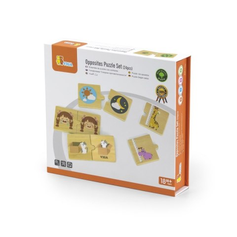 VIGA Drewniana Układanka Puzzle Przeciwieństwa 18m+