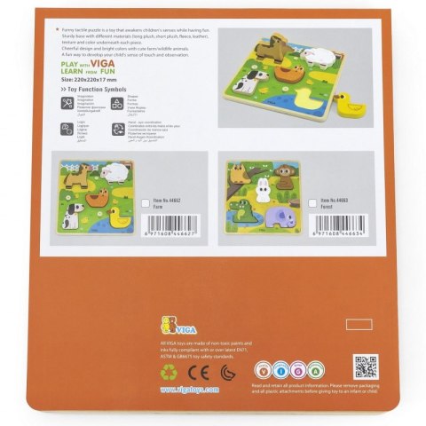 VIGA Drewniana Układanka Puzzle Zwierzątka Las do Dopasowania 18m+