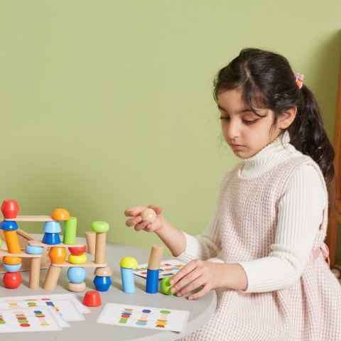 VIGA Drewniane Klocki Geometryczne Układanka 52 el. 3+