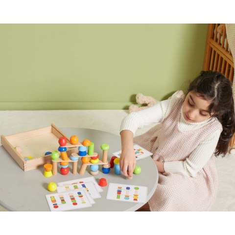 VIGA Drewniane Klocki Geometryczne Układanka 52 el. 3+