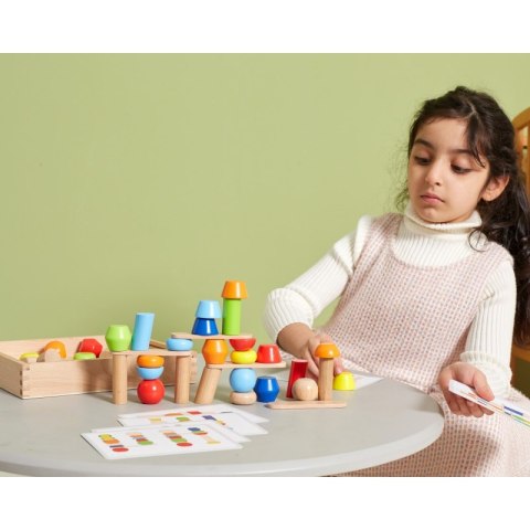 VIGA Drewniane Klocki Geometryczne Układanka 52 el. 3+