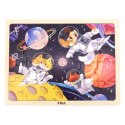 VIGA Drewniane Puzzle Układanka 24 el. Kosmiczna Przygoda 2+