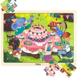VIGA Drewniane Puzzle Układanka 24 el. Przyjęcie Urodzinowe 2+