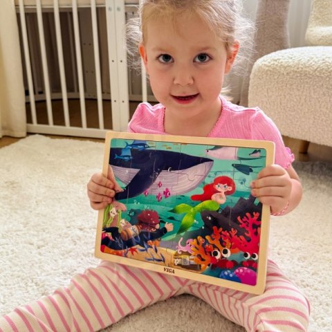 VIGA Drewniane Puzzle Układanka 24 el. Sekrety Morza 2+