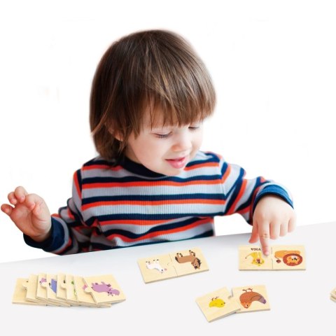 VIGA Drewniane Puzzle Układanka Zwierzątka Małe i Duże 18m+