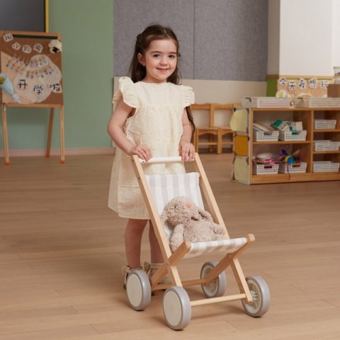 VIGA Drewniany Wózek Dla Lalek Spacerówka 18m+