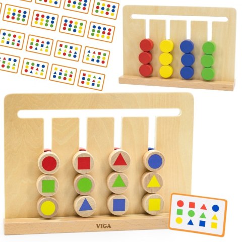 VIGA Gra Logiczna Odwzoruj Kolory i Figury Montessori 3+