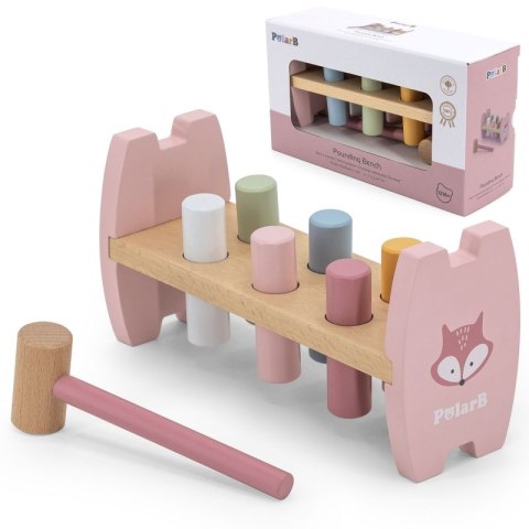 VIGA PolarB Drewniana Przebijanka Wbijanka z Młoteczkiem Lisek Montessori 12m+