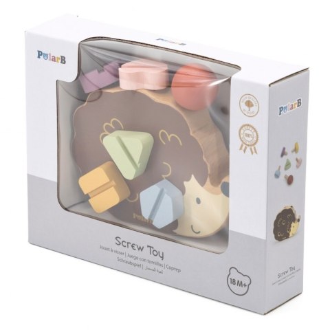 VIGA PolarB Drewniana Zabawka Konstrukcyjna Jeżyk ze Śrubkami Montessori 18m+