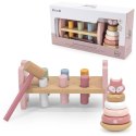 VIGA PolarB Zestaw Drewniana Piramidka + Przebijanka z Młoteczkiem Lisek Montessori 12m+