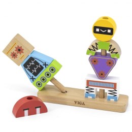 VIGA Układanka Piramidka Roboty + Wzory 8 el. 3+