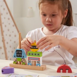VIGA Układanka Piramidka Roboty + Wzory 8 el. 3+
