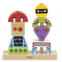 VIGA Układanka Piramidka Roboty + Wzory 8 el. 3+