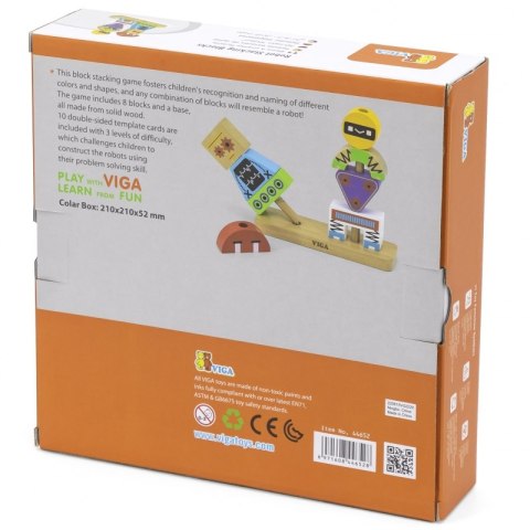 VIGA Układanka Piramidka Roboty + Wzory 8 el. 3+