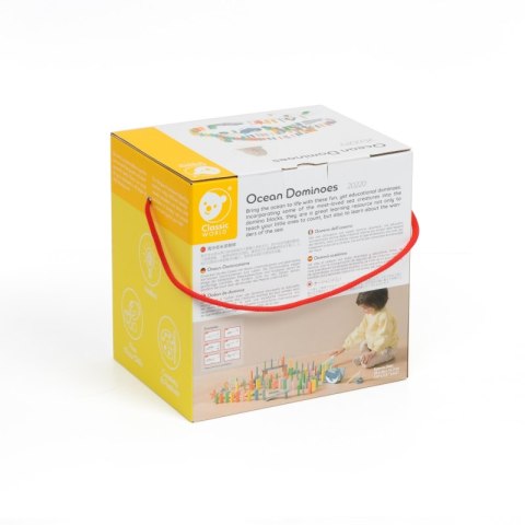 CLASSIC WORLD Drewniane Domino Tor Logiczny Przeszkód Układanka Montessori 100 el. 3+