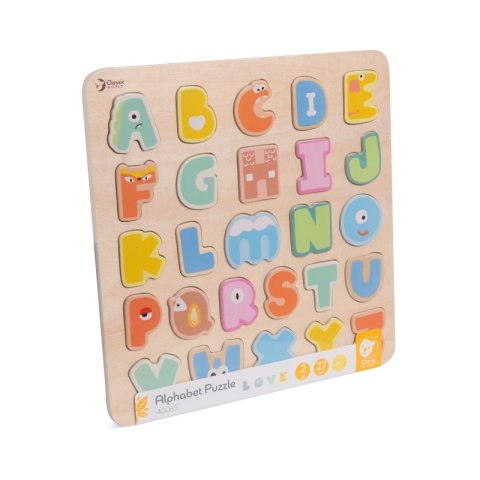 CLASSIC WORLD Drewniane Puzzle Montessori Układanka Nauka Alfabetu Liter Słów 27 el. 2+