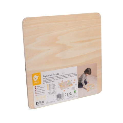 CLASSIC WORLD Drewniane Puzzle Montessori Układanka Nauka Alfabetu Liter Słów 27 el. 2+