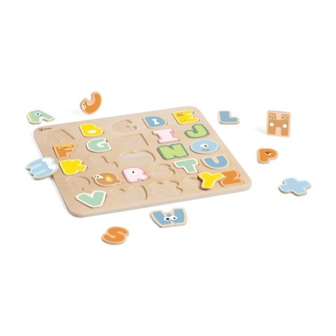 CLASSIC WORLD Drewniane Puzzle Montessori Układanka Nauka Alfabetu Liter Słów 27 el. 2+