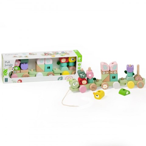 CLASSIC WORLD Montessori Kolejka Gąsienica Drewniana Układanka 12m+