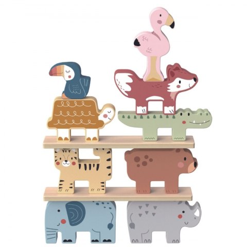 TOOKY TOY Drewniane Klocki Układanka Zwierzątka Montessori 9 el.
