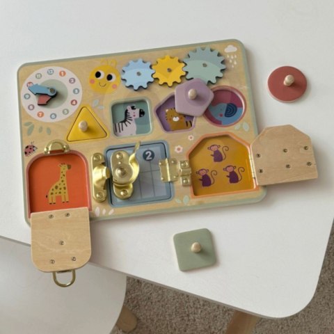 TOOKY TOY Tablica Manipulacyjna Zamki Zębatki Sorter Zegar