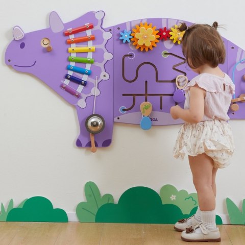 VIGA Drewniana Tablica Sensoryczna-Manipulacyjna EDU Triceratops 18m+