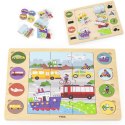 VIGA Drewniane Puzzle Odgadnij po Cieniu - Środki Transportu Układanka 17 el. 18m+