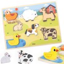 VIGA Drewniane Puzzle Układanka Montessori 2w1 Figurki Farma 18m+
