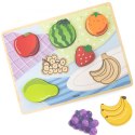 VIGA Drewniane Puzzle Układanka Montessori 2w1 Figurki Owoce 18m+