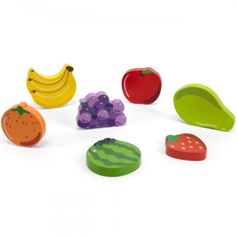VIGA Drewniane Puzzle Układanka Montessori 2w1 Figurki Owoce 18m+