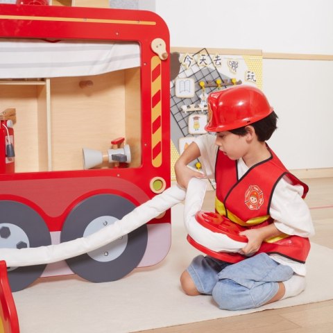 VIGA Duży Drewniany Wóz Strażacki Plac Zabaw Montessori 3+