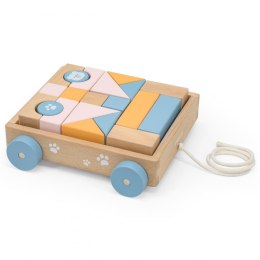 VIGA PolarB Drewniany Wózek do Ciągnięcia + Klocki 21 el. 18m+