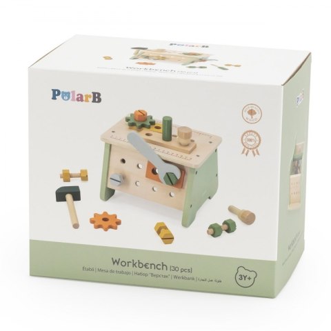 VIGA PolarB Mini Warsztat 2w1 Skrzynka z Narzędziami Zestaw Drewniany 3+