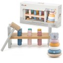VIGA PolarB Zestaw Drewniana Piramidka + Przebijanka z Młoteczkiem Miś Polarny Montessori 18m+