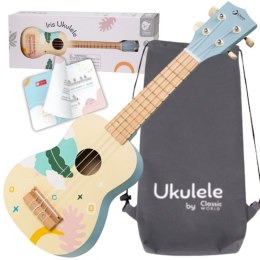 CLASSIC WORLD Drewniane Ukulele Gitara dla Dzieci Niebieskie 3+